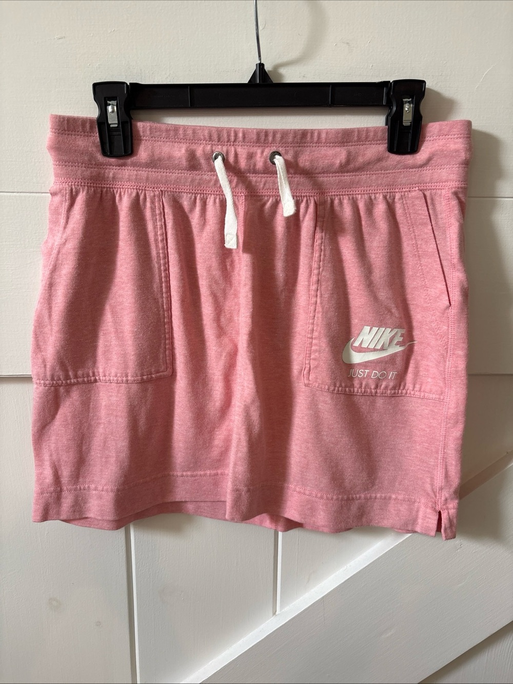 Nike Sportswear Skirt Womens Medium French Terry A Line Pink Logo Drawstring